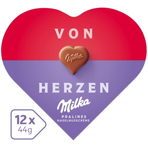Milka I Love Milka Schokolade – Alpenmilch mit Haselnuss-Nougat – 12 x 44g – Lecker für Kinder und Erwachsene bei Nachti