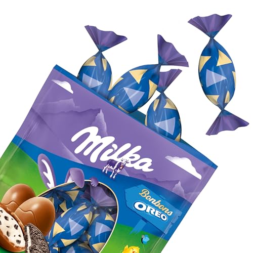 Milka Bonbons OREO - Zarte Schokoladenbonbons mit knusprigen OREO-Keksstückchen - Geschmacksrichtung Original - für Kind