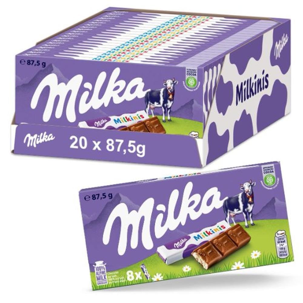 Milka Milkinis - Alpenmilch-Schokolade mit feiner Milchcrème-Füllung für Kinder - Ideal zum Teilen bei der Party - 20 x 