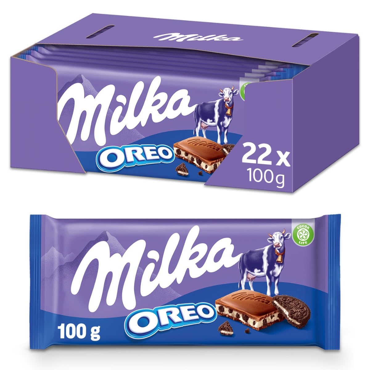 Milka Oreo - 22 Stück - Schoko-Baked-Waffel-Bars - Kinderfreundlich - Probierleg_rot