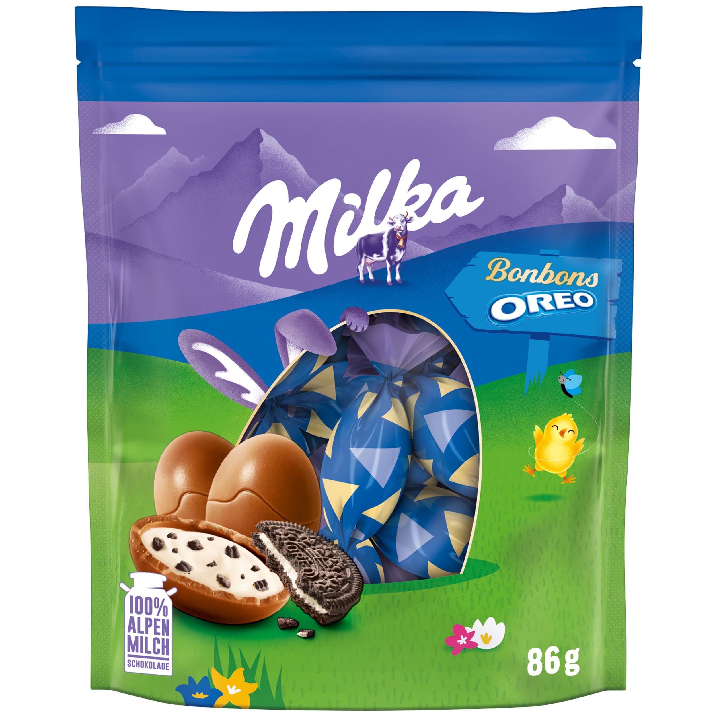 Milka Bonbons OREO - Zarte Schokoladenbonbons mit knusprigen OREO-Keksstückchen - Geschmacksrichtung Original - für Kind