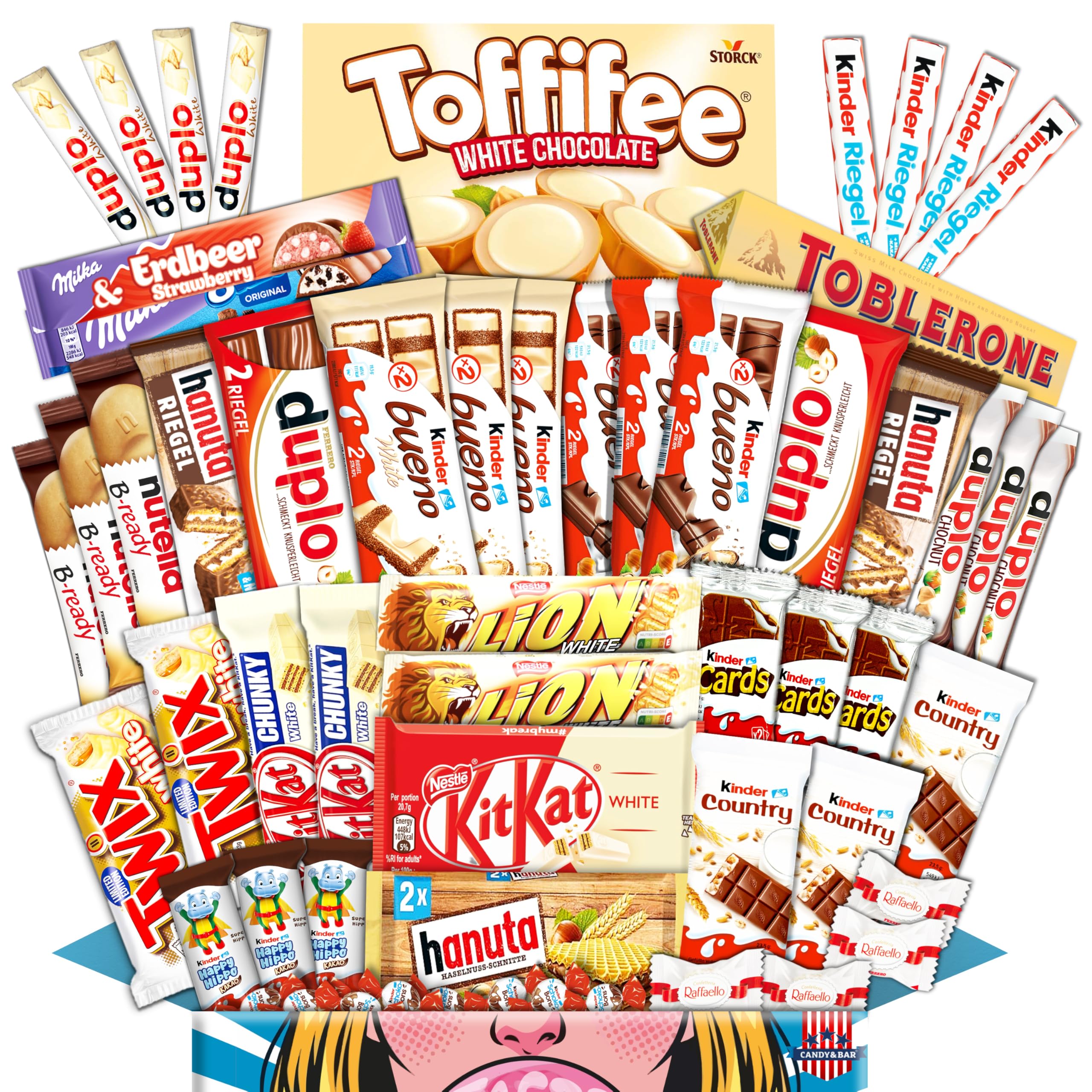 Mega XXL Schokobox Candy & Bar® - Über 60 Schokoladen & Schokoriegel | Schoko-Geschenkbox zum Teilen & Genießen | Perfek